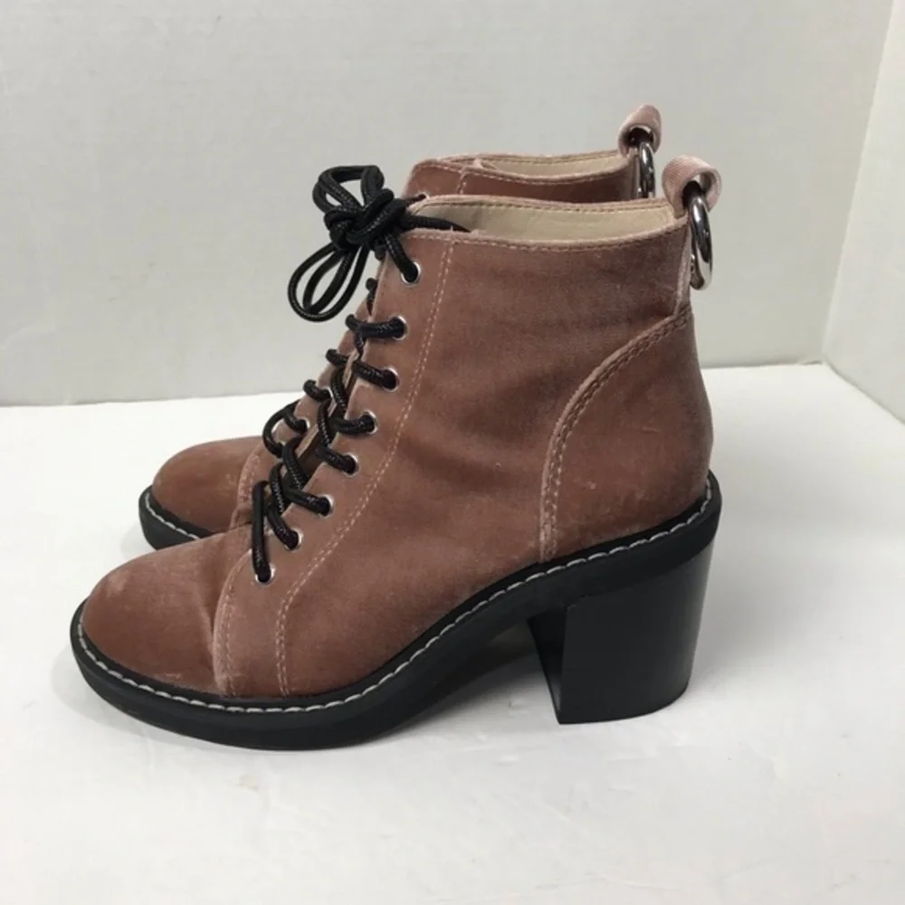 DOLCE VITA Bardot Velvet Pink Y2K Style Combat Boots Lace Up Boots Size 7